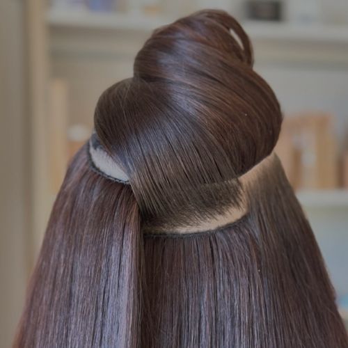 Glossy brunette Hidden Pearl extensions
